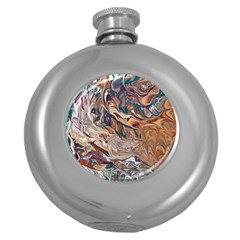 Abstract Ammonite I Round Hip Flask (5 Oz) by kaleidomarblingart