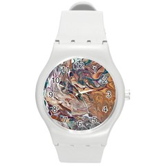 Abstract Ammonite I Round Plastic Sport Watch (m) by kaleidomarblingart