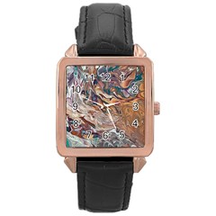 Abstract Ammonite I Rose Gold Leather Watch  by kaleidomarblingart