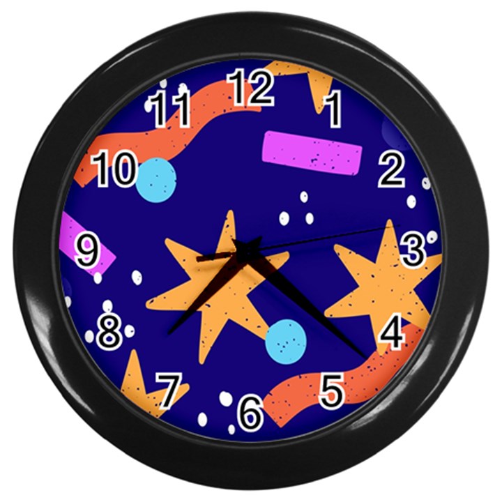 Star Abstract Pattern Wallpaper Wall Clock (Black)