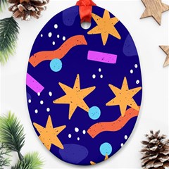 Star Abstract Pattern Wallpaper Oval Ornament (two Sides) by Wegoenart