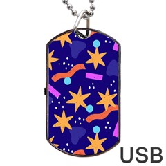 Star Abstract Pattern Wallpaper Dog Tag Usb Flash (one Side) by Wegoenart