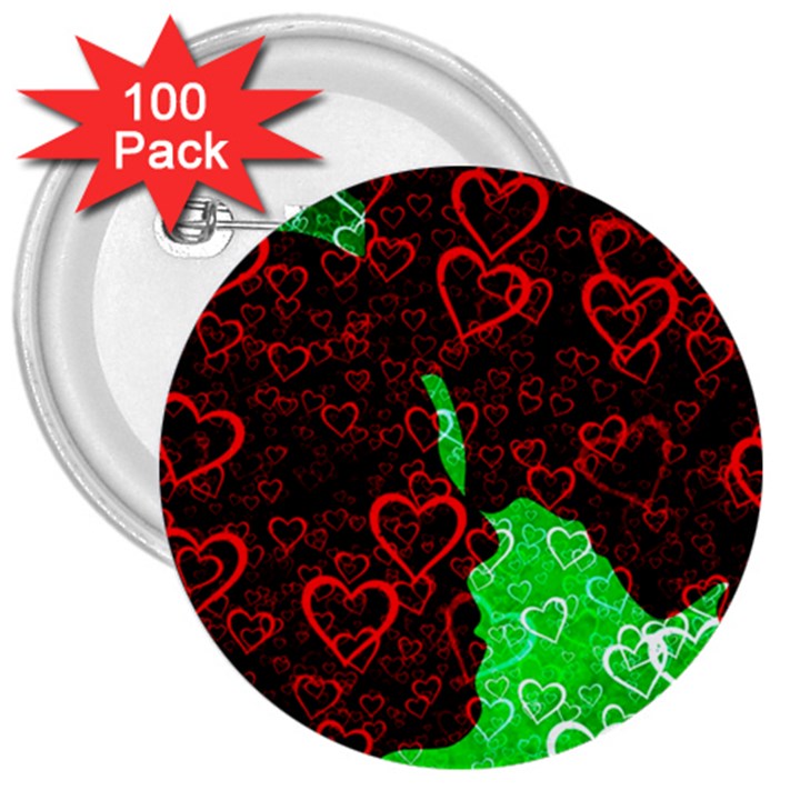 Few Love Heart Hearts Romance 3  Buttons (100 pack) 