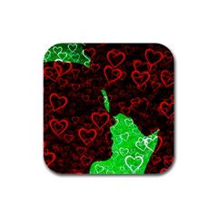 Few Love Heart Hearts Romance Rubber Square Coaster (4 pack)