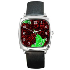 Few Love Heart Hearts Romance Square Metal Watch