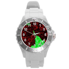 Few Love Heart Hearts Romance Round Plastic Sport Watch (L)