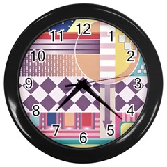 Abstract Shapes Colors Gradient Wall Clock (black)