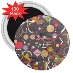 Illustration Shape Tribal Pattern Round 3  Magnets (100 Pack) by Wegoenart