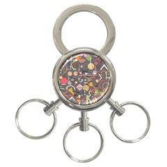 Illustration Shape Tribal Pattern Round 3-ring Key Chain by Wegoenart