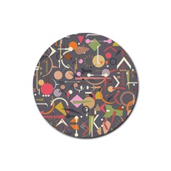 Illustration Shape Tribal Pattern Round Rubber Coaster (round) by Wegoenart