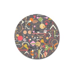 Illustration Shape Tribal Pattern Round Magnet 3  (round) by Wegoenart