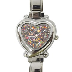 Illustration Shape Tribal Pattern Round Heart Italian Charm Watch