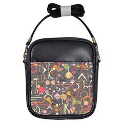 Illustration Shape Tribal Pattern Round Girls Sling Bag by Wegoenart