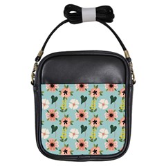 Flower White Pattern Floral Girls Sling Bag by Wegoenart