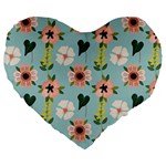 Flower White Pattern Floral Large 19  Premium Heart Shape Cushions Front