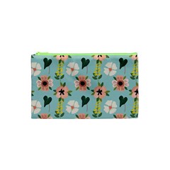 Flower White Pattern Floral Cosmetic Bag (xs)