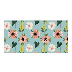 Flower White Pattern Floral Satin Wrap 35  X 70  by Wegoenart