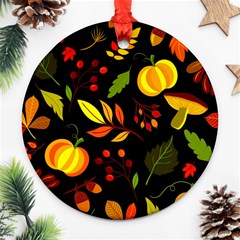 Pumpkin Fall Autumn Pattern Ornament (round) by Wegoenart