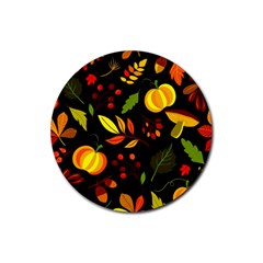 Pumpkin Fall Autumn Pattern Rubber Round Coaster (4 Pack) by Wegoenart