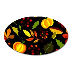 Pumpkin Fall Autumn Pattern Oval Magnet by Wegoenart