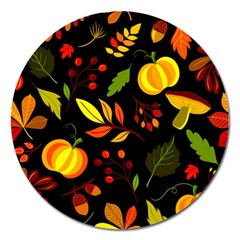 Pumpkin Fall Autumn Pattern Magnet 5  (round) by Wegoenart