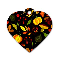 Pumpkin Fall Autumn Pattern Dog Tag Heart (two Sides) by Wegoenart