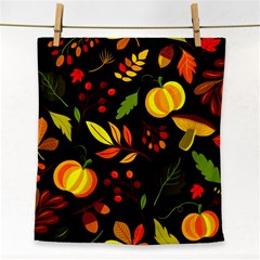 Pumpkin Fall Autumn Pattern Face Towel by Wegoenart