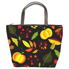 Pumpkin Fall Autumn Pattern Bucket Bag by Wegoenart