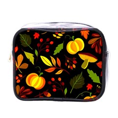 Pumpkin Fall Autumn Pattern Mini Toiletries Bag (one Side) by Wegoenart