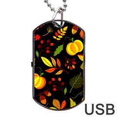 Pumpkin Fall Autumn Pattern Dog Tag Usb Flash (one Side) by Wegoenart