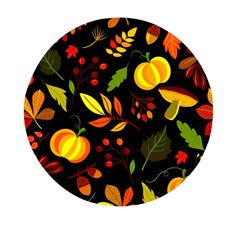 Pumpkin Fall Autumn Pattern Mini Round Pill Box by Wegoenart