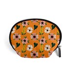 Flower White Pattern Floral Accessory Pouch (Small) Front