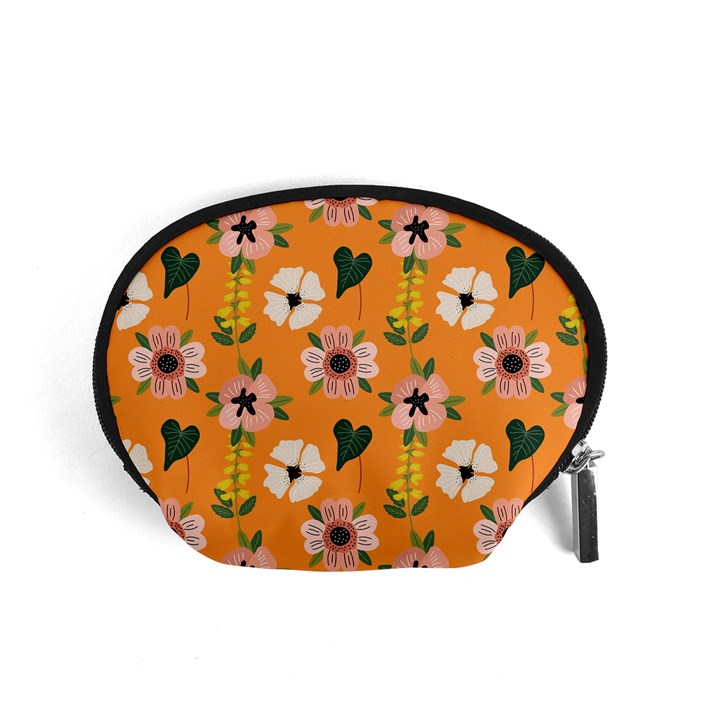 Flower White Pattern Floral Accessory Pouch (Small)