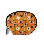 Flower White Pattern Floral Accessory Pouch (Small) Back