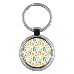 Flower White Pattern Floral Nature Key Chain (round) by Wegoenart