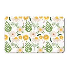 Flower White Pattern Floral Nature Magnet (rectangular) by Wegoenart