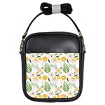 Flower White Pattern Floral Nature Girls Sling Bag Front