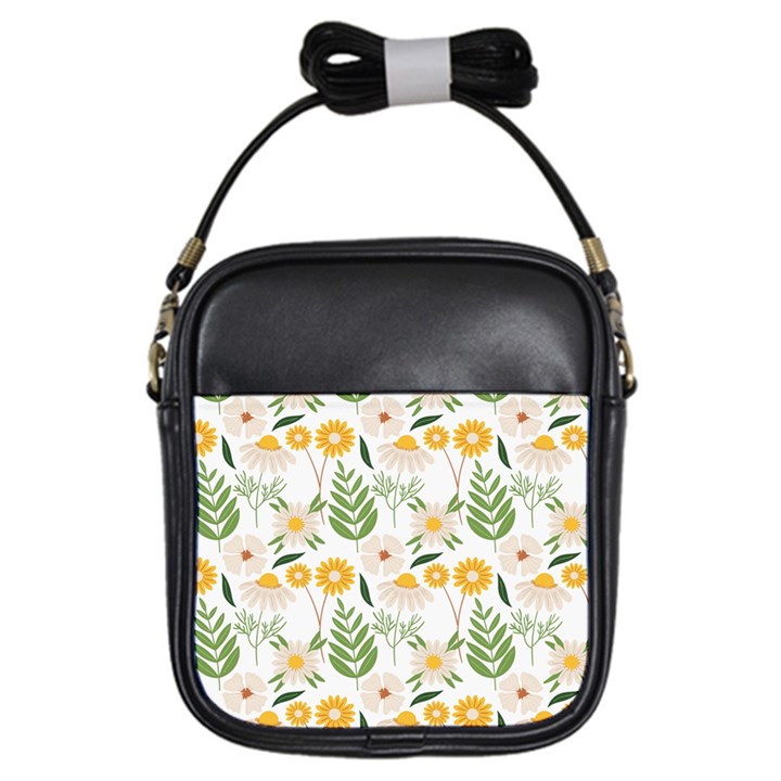 Flower White Pattern Floral Nature Girls Sling Bag