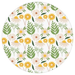 Flower White Pattern Floral Nature Round Trivet by Wegoenart