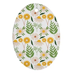 Flower White Pattern Floral Nature Ornament (oval)