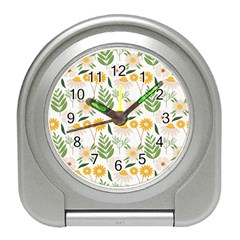 Flower White Pattern Floral Nature Travel Alarm Clock by Wegoenart