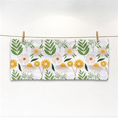 Flower White Pattern Floral Nature Hand Towel by Wegoenart