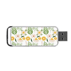 Flower White Pattern Floral Nature Portable Usb Flash (two Sides) by Wegoenart