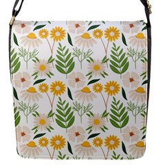 Flower White Pattern Floral Nature Flap Closure Messenger Bag (s) by Wegoenart