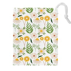 Flower White Pattern Floral Nature Drawstring Pouch (5xl) by Wegoenart