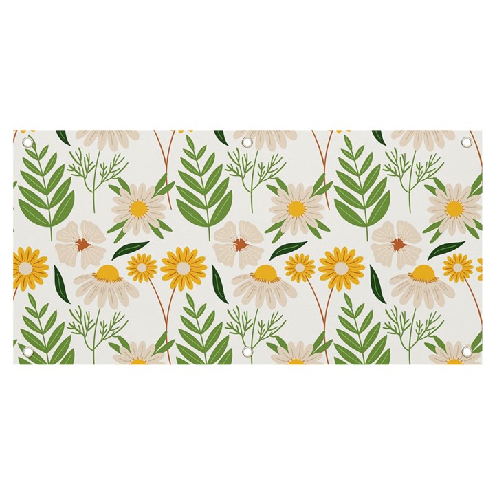 Flower White Pattern Floral Nature Banner and Sign 4  x 2 