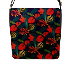 Leaves Pattern Wallpaper Seamless Flap Closure Messenger Bag (l) by Wegoenart