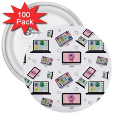 Computer Technology Communication 3  Buttons (100 Pack)  by Wegoenart