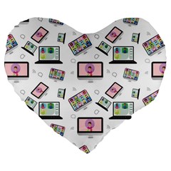 Computer Technology Communication Large 19  Premium Flano Heart Shape Cushions by Wegoenart