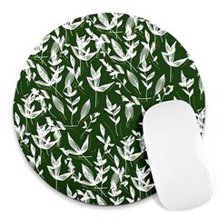 Leaves Pattern Wallpaper Watercolor Round Mousepads by Wegoenart